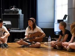 Campers with Courtney Barnett. Photo by Mia Mala McDonald