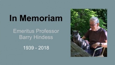 Vale Emeritus Professor Barry Hindess